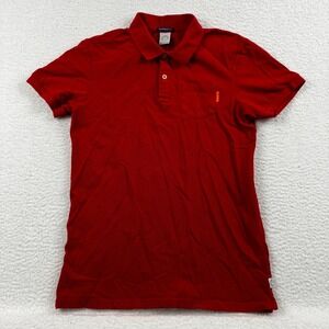 Scotch & Soda Polo Shirt Men Medium Red Blauwatch Cotton Pocket Logo Golf Casual